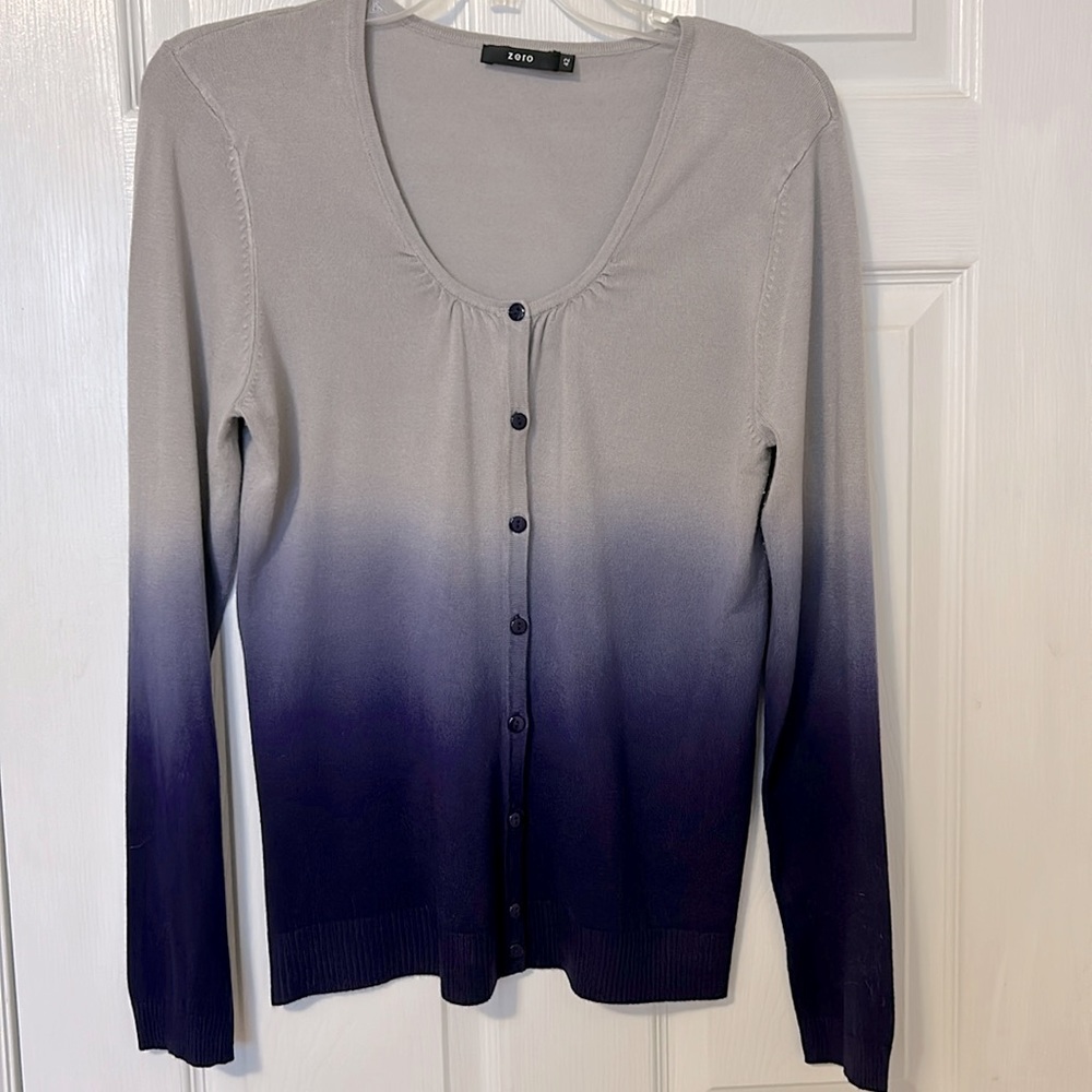 Purple ombré fine knit sweater by Zero, made in Germany, women’s size M